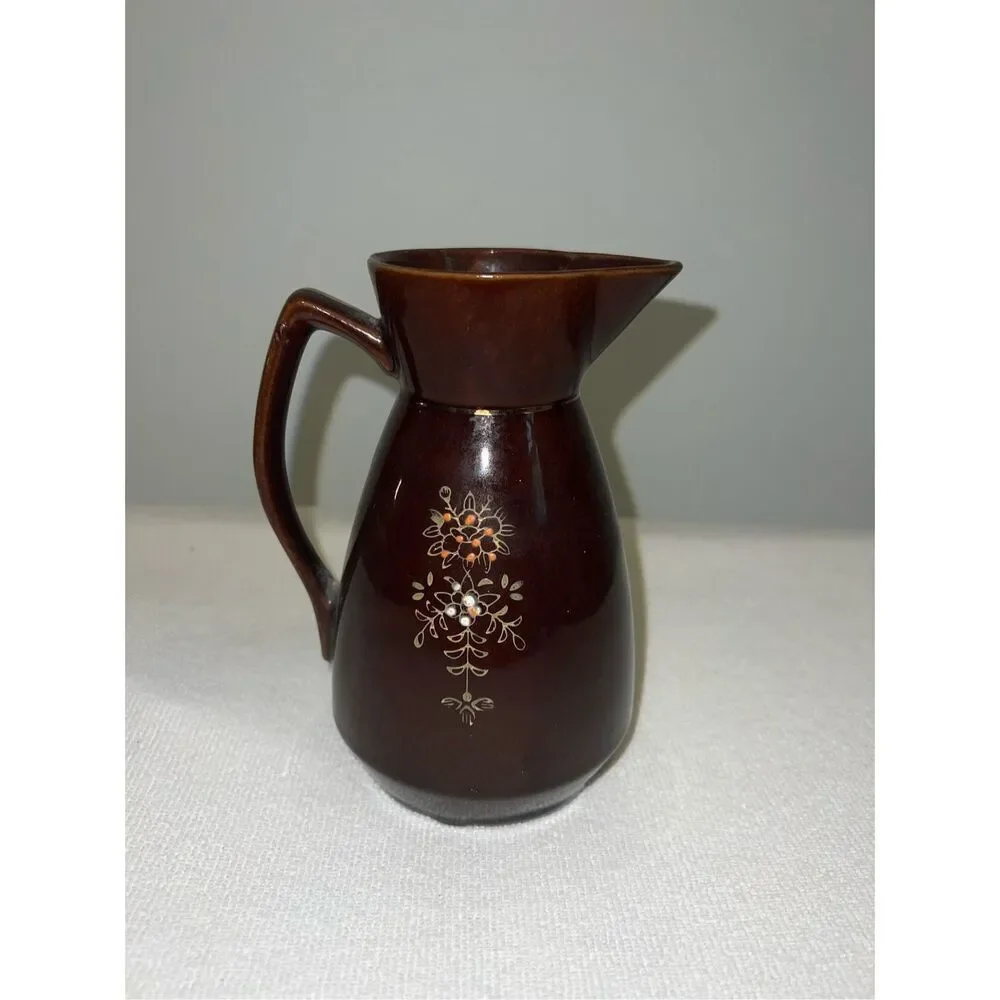 Vintage Brown Ceramic/Porceline Pitcher. Redwear Pitcher
